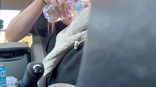 Italian Big Tits Long Hair MILF Artemisia Love Hot Solo Car Ride Driving Around and Flashing Her Big Tits and Horny Nipples