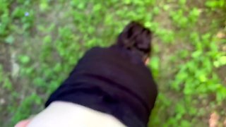 Amateurs decided to have anal sex on a trail in the woods