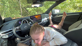 Schoolgirl Footjob in the Car