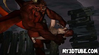 Foxy 3D cartoon babe gets fucked hard by a demon