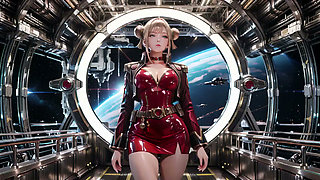 Starship Red Armor: The Blonde Commander's Private Gaze!