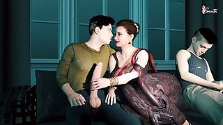 Desi Indian Stepmom Fucks Stepson's Friend in Bedroom - Hot MILF Seduction