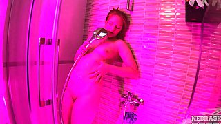 Teen Mira D's steamy solo session in the shower reveals her luscious naturals