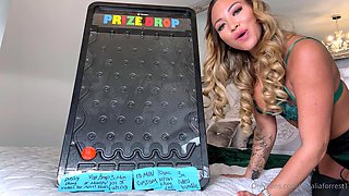 Non stop blonde with big boobs cock jerks off on the bed