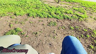 Flashing My Cock in Front a Eveyone in a Park and My Stepdaugher Helps Me Cumshot - Real Sex Risky