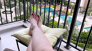 Outdoor sexy solo scene with teenie masturbating