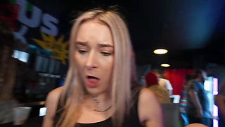 Blonde babe is getting stuffed while in the night club
