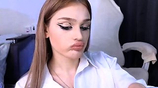 Shemale tranny enjoying solo masturbation