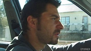 Brunette Wife Takes Drivers Hardcore Pounding in Car