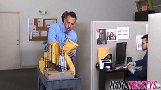 My hot boss sucks and rails my schlong in her office