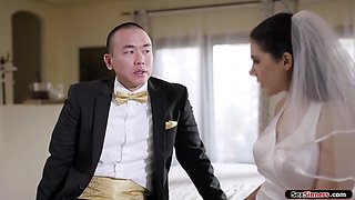 Busty bride cheat on wedding day and is licked n anal fucked