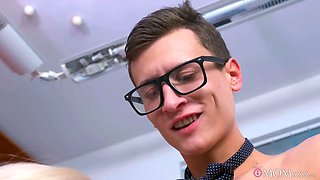 Angel Wicky & Charlie Dean: MILF boss devours nerd's big dick in POV clip