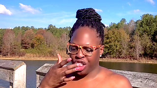 MATURE EBONY COUGAR MAKING FETISH CONTENT OUTSIDE PT 3