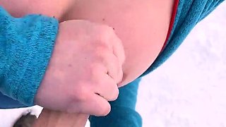 Public Blowjob on a Walking Trail with a Busty Amateur Teen