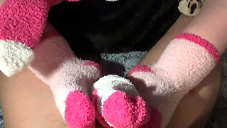 A mountain of softness with my fuzzy socks