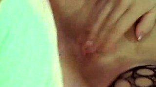 Booty blond ebony plays with her big boobs and pussy