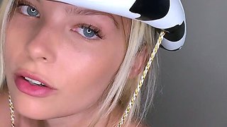 Big Boobed Blonde Masturbates With A Dildo In The Bathroom