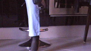 Shoeplay in Black Pantyhose and Pink Pumps