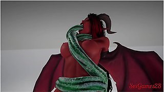 Succubus Girl Is Fucked By A Monster With Many Cocks