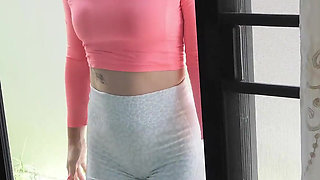 Huge Desperation Pee on the Glass Door