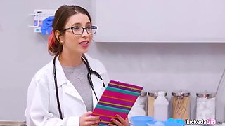 Sapphic physician cooch slurping teenie patient and big-titted step-mother