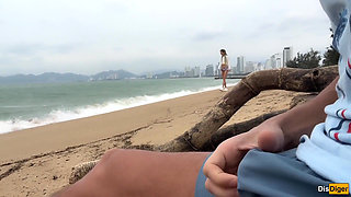 I See You Jerking off to Me and I Want to Help You Cum! - Cock Flashing on a Beach