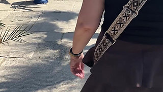 Exhibition in Micro Skirt in Public and Anal Plug