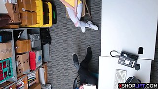 Russian slender teen caught stealing by a security guy