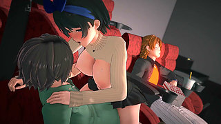 Kanojo, Okarishimasu - Boyfriend Dozes off so Ruka Gets Pounded and Creampied by Another Guy - 3D Hentai Animations