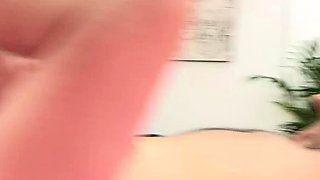 Big tit brunette sucks a big cock POV