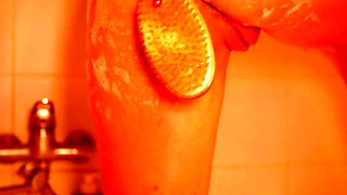 I wash my tender pussy in the bathroom