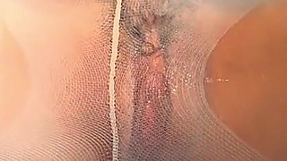 Pantyhose-ripping Dildo Masturbation and Real Orgasm