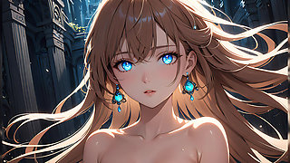 Soft Starlight a Beautiful Young Woman with Glowing Eyes in Animated Style