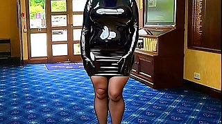 Shiny PVC Skirt High heel Golf Club Entrance Slut Walk inPVC