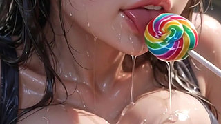 Lollipop licking compilation, 3d anime
