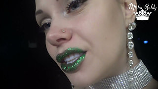 Cum hard to my green glittery lips