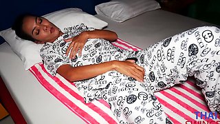 Asian amateur in panties gets rough interracial action - ball sucking on the bed and wild doggystyle