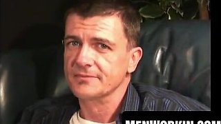 Sexy old guy strokes and decorates his arms in jizz