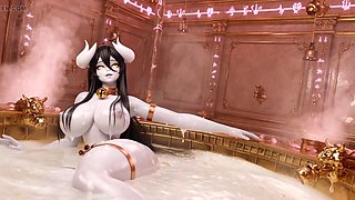Albedo Devil Princess Bathtub Scene trio - Gigantic Titties Soapy Have fun & Humid Labia Taunt