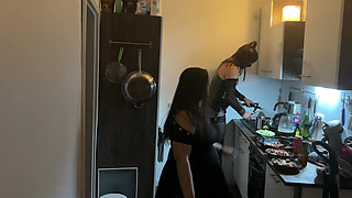 Kinky Kitchen Encounter: Fetish Babe Dominates Her Friend