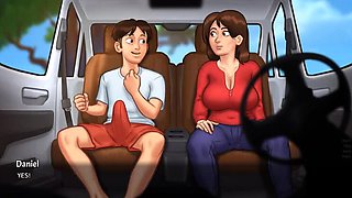 Busty Stepmom Joyboymemes Rides Long White Cock in Car - Summertime Saga Hentai