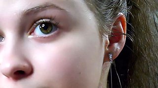 Beautiful teen brunette Jessica Sinn masturbates