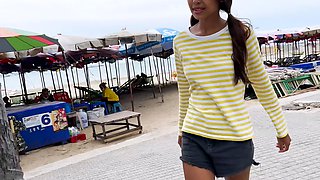 Cute Thai teen big dick in petite pussy