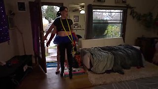 Vanessa Cliff Superhero vs Villain Femdom: Lesbian Strapon Orgy with Squirting & Cum Facials