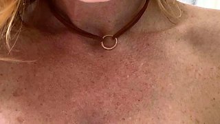 Sexy Blonde Babe With Big Boobs Strips Bra