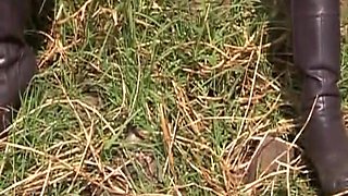 Ebony German Bitch Rides BBC in This Rough Outdoor Action