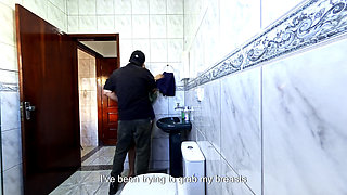 Step-niece Alone in the Bathroom and Rubbing Himself Dryhump Against Her.