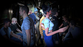 3D Horny Slut Babe Wearing Hot Bodystockings Got Fucked on the Bus