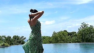 Teasing at the Pool in Micro Bikini, Swimming
