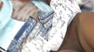 Beautiful German ebony babe facialized after hot IR action